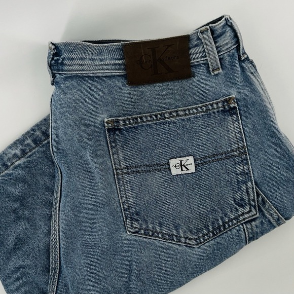 Vintage Calvin Klein Denim Shorts Men's 36 Blue Jeans 100% Cotton USA Made 90s - Picture 1 of 16